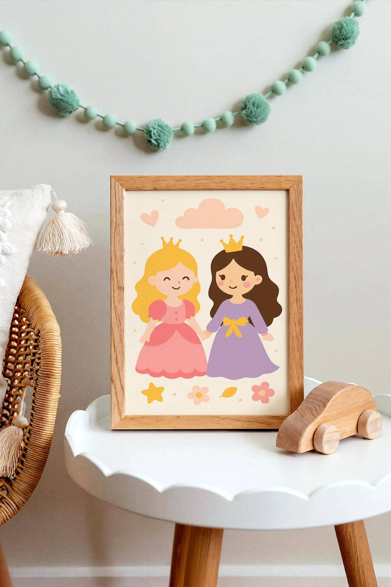 Playful Princesses Poster – Girls’ Room Decor