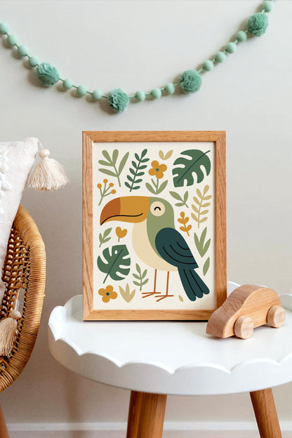 Cute Toucan Print - Jungle Kids Wall Art