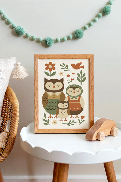 Owl Family Poster – Farmhouse Kids Wall Art