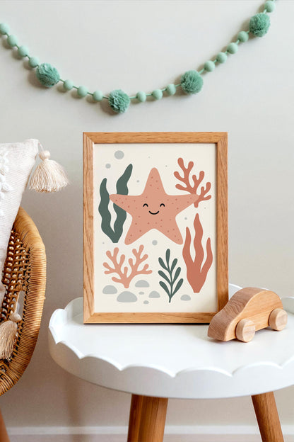 Pink Starfish Poster – Coastal Kids Wall Art