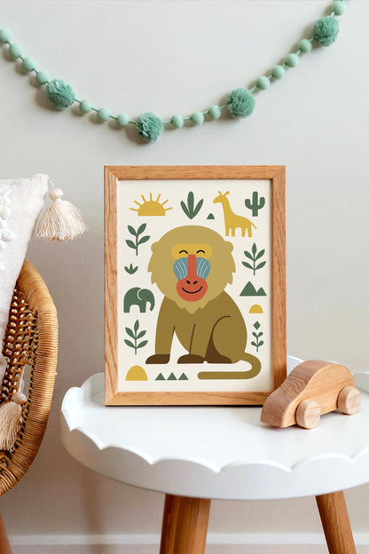 Mandrill Portrait Poster – Jungle Wildlife Wall Art