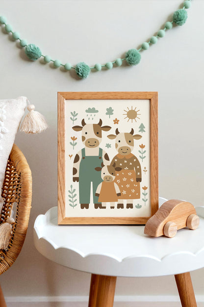 Cow Family Poster - Country Home Wall Decor