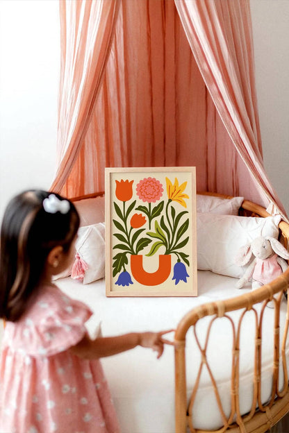 Colorful Abstract Flower Vase Wall Art