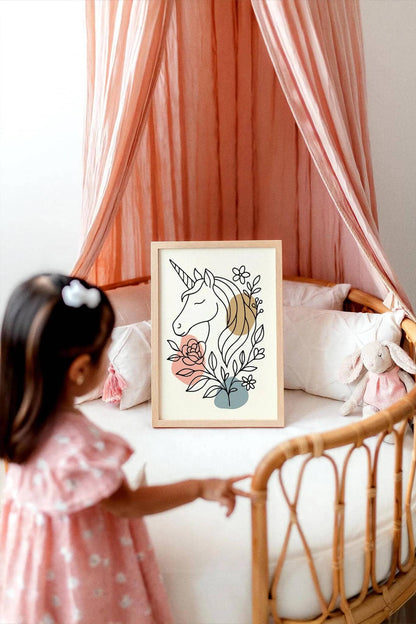 Line Art Unicorn Poster – Magical Nursery Decor