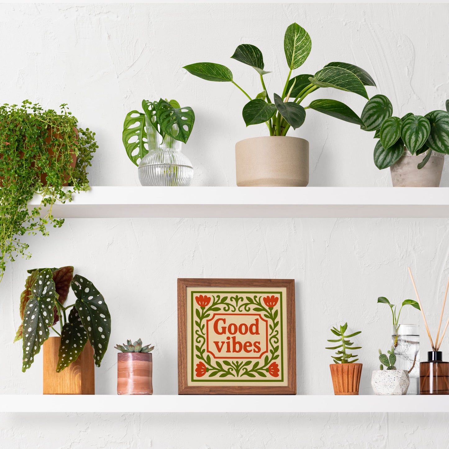 Good Vibes Quote Square Art Print