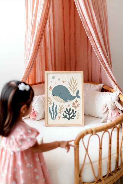 Cute Whale Poster – Ocean Nursery Wall Art