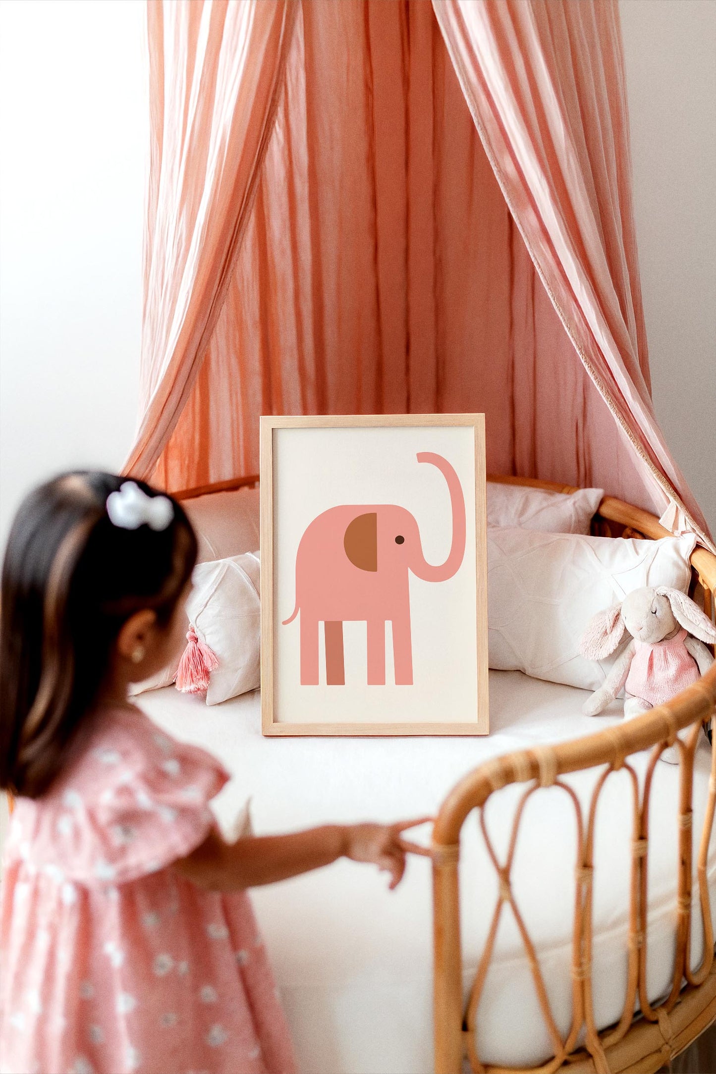 Pink  Elephant Poster - Scandinavian Animal Wall Art