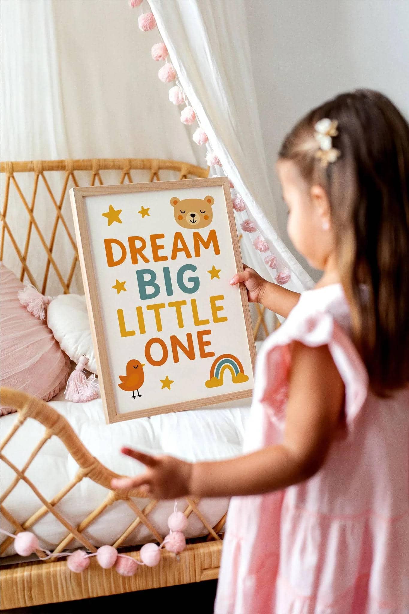 Dream Big Little One Poster – Bright Kids Room Wall Art