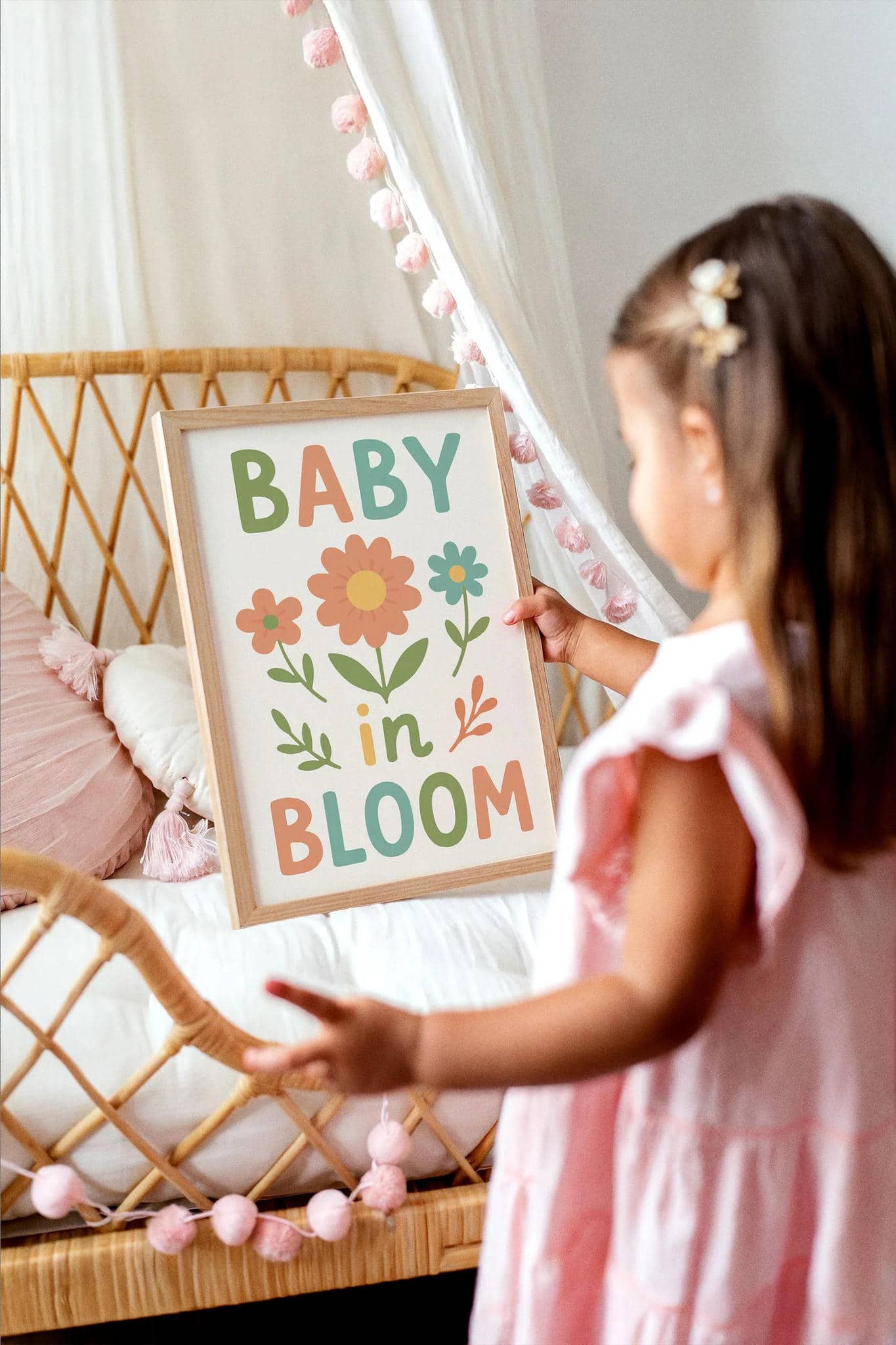 Baby in Bloom Poster - Typography Cute Art Print