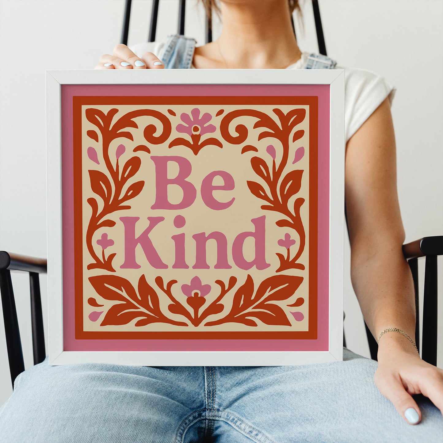 Be Kind Red & Pink Quote Wall Art Print