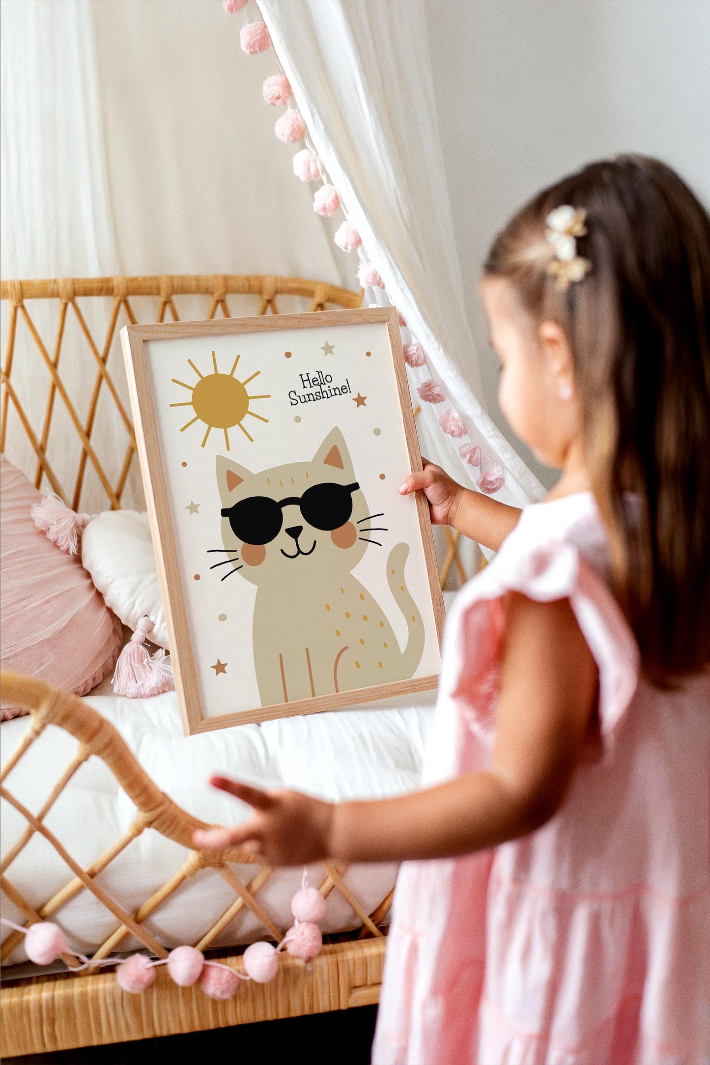 Cute Cat Sunshine Poster – Kids Room Wall Art