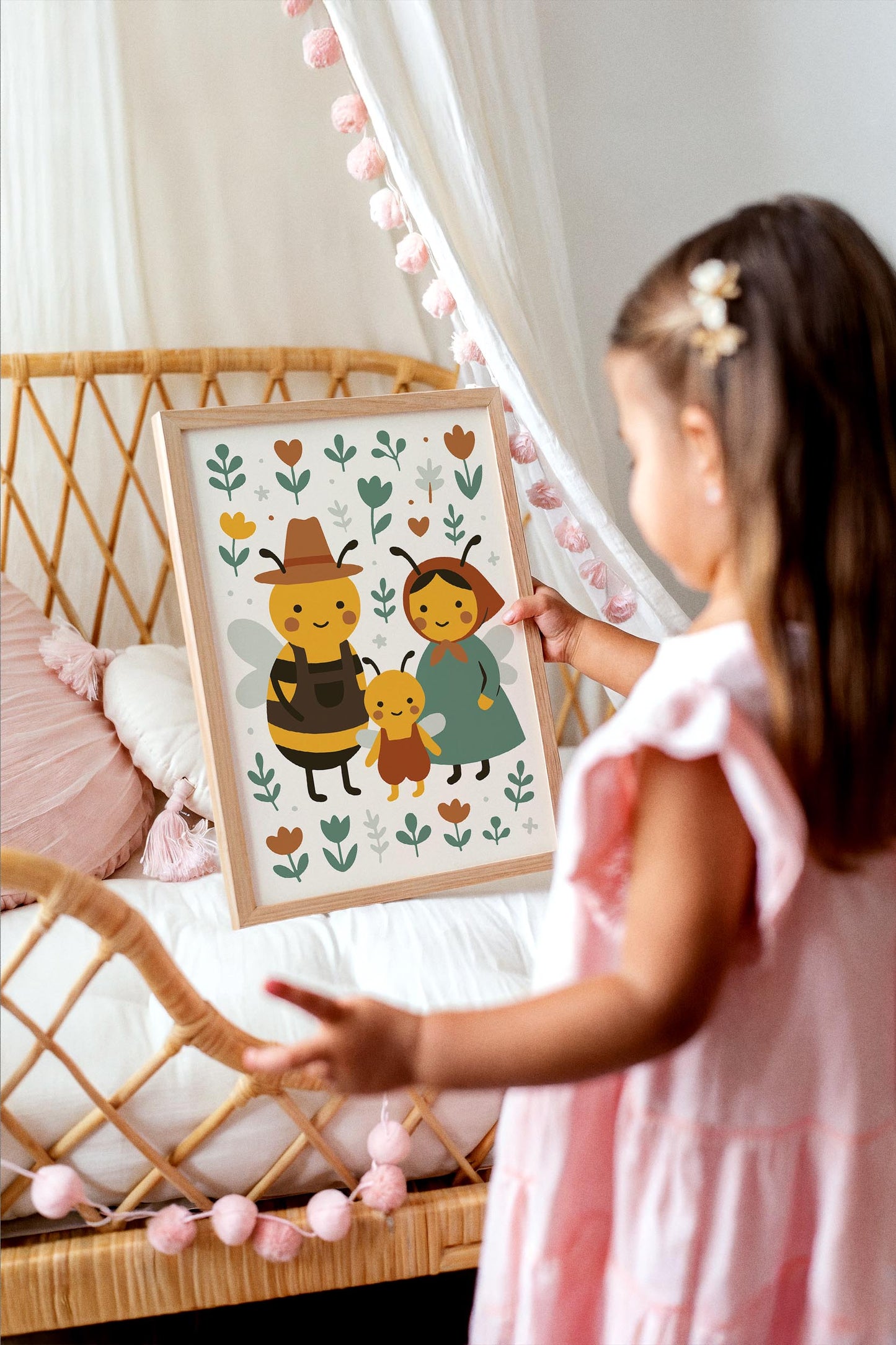 Bee Family Poster - Scandinavian Wall Art