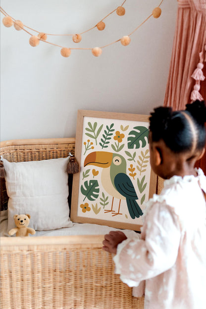 Cute Toucan Print - Jungle Kids Wall Art