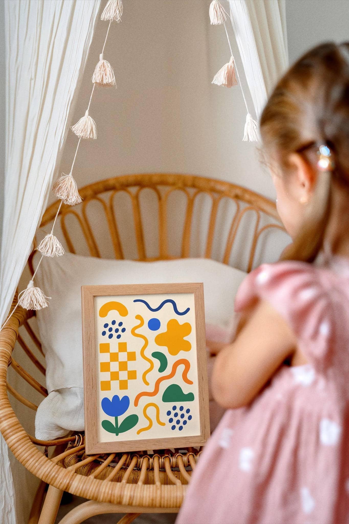 Mid Century Colorful Abstract Art Print for Kids Room