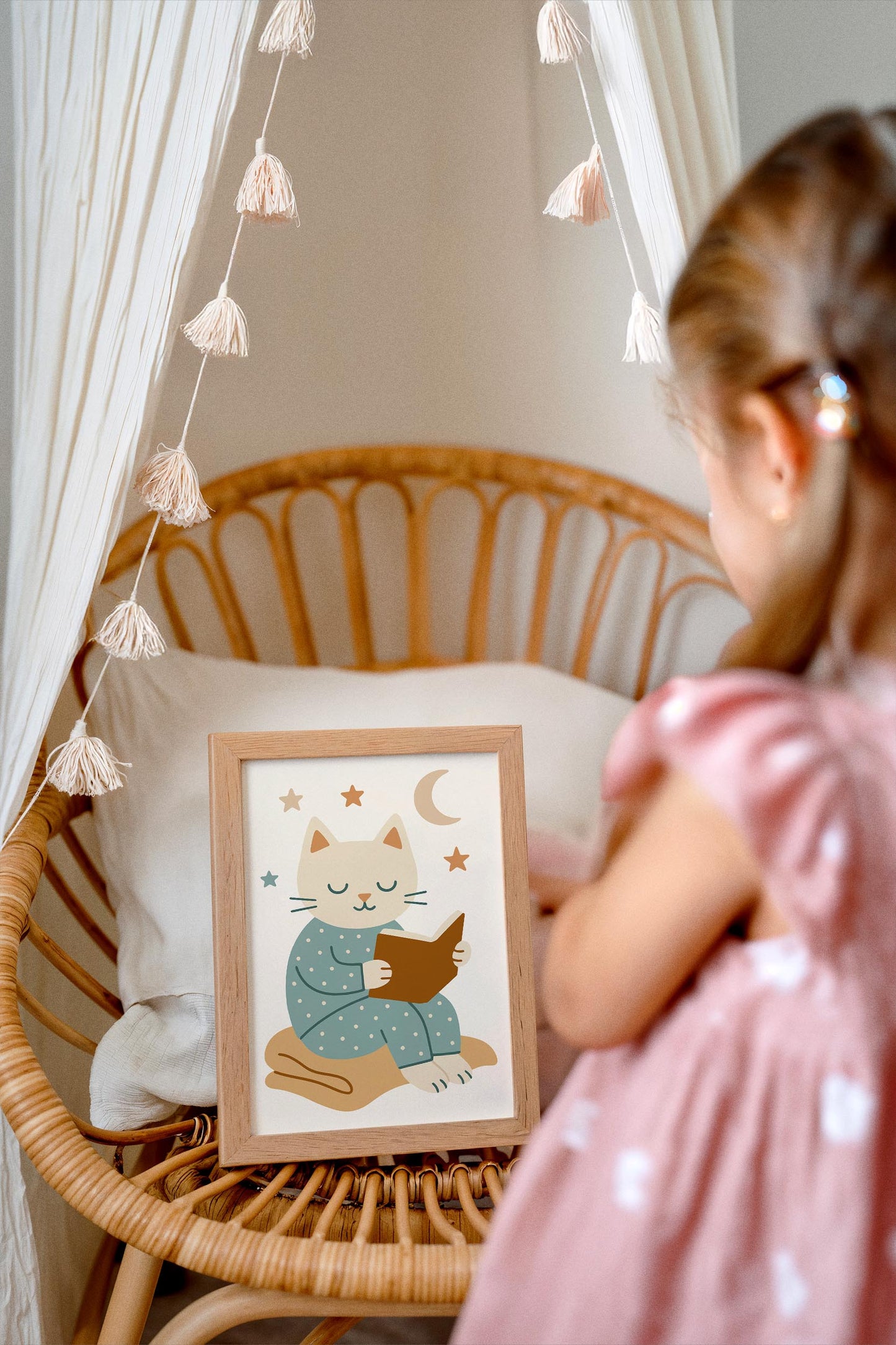 Reading Cat Poster – Kids Room Wall Art
