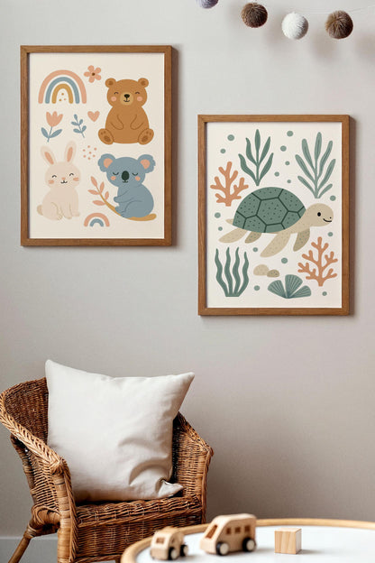 Swimming Turtle Poster – Ocean Kids Wall Art