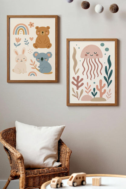 Pink Jellyfish Poster – Ocean Nursery Wall Art