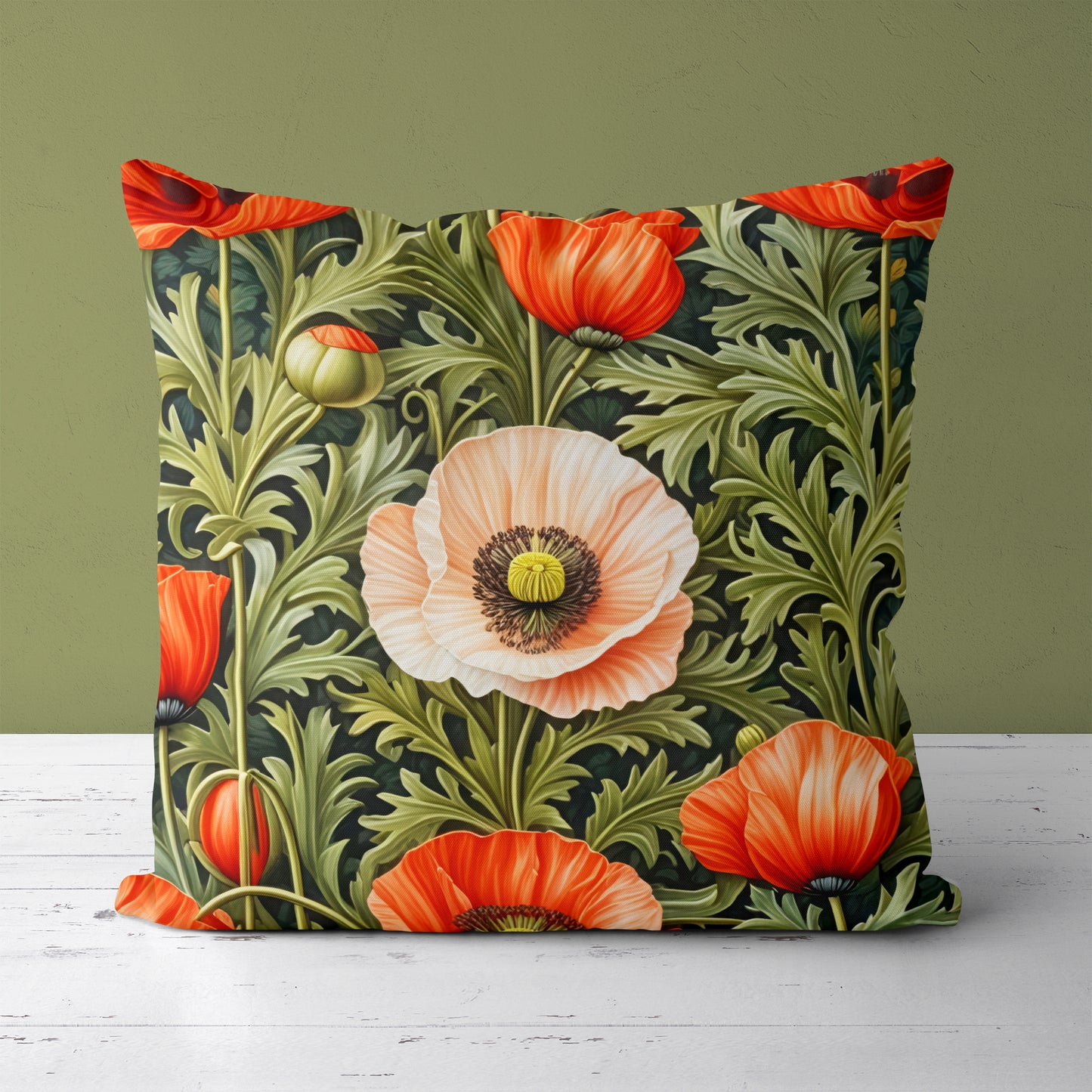 Poppy Flowers Throw Pillow 2024