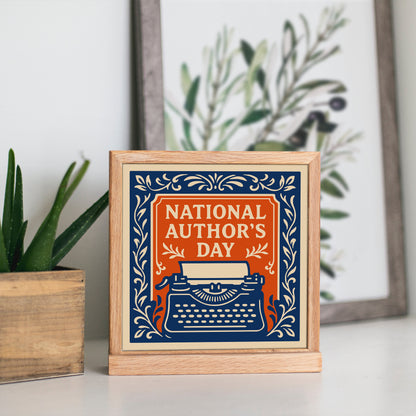 National Authors Day Square Print - Typewriter and Floral Art