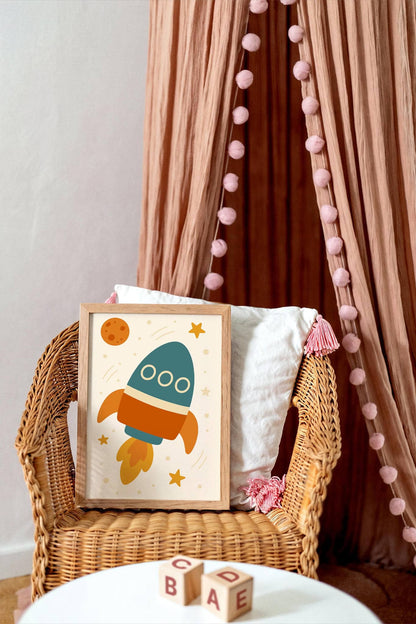 Rocket Ship Wall Art – Boys Room Space Decor