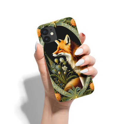 Elegant Fox and Floral Design iPhone Case