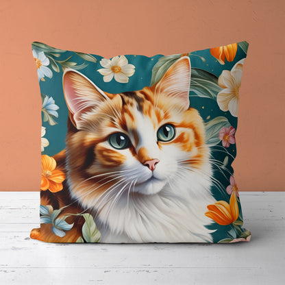 Victorian Cat Portrait Throw Pillow 2024