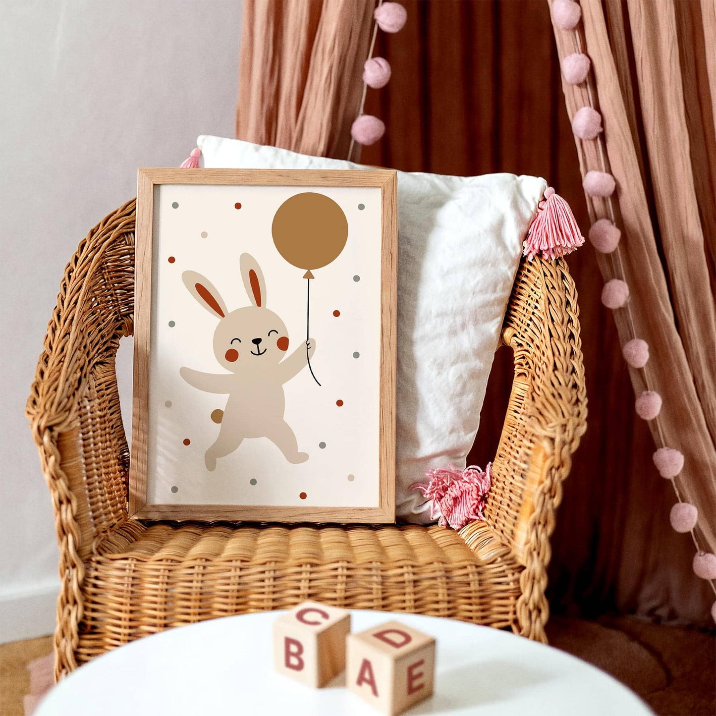 Cute Bunny with Balloon Poster