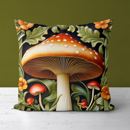 Victorian Mushroom Kitchen Throw Pillow