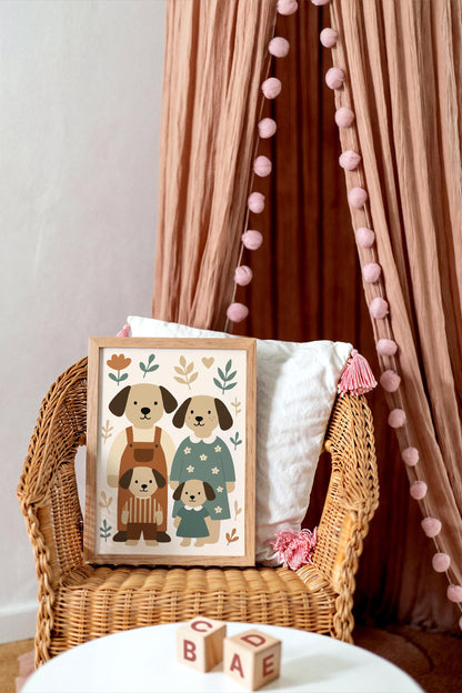 Dog Family Poster – Kids Room Wall Art