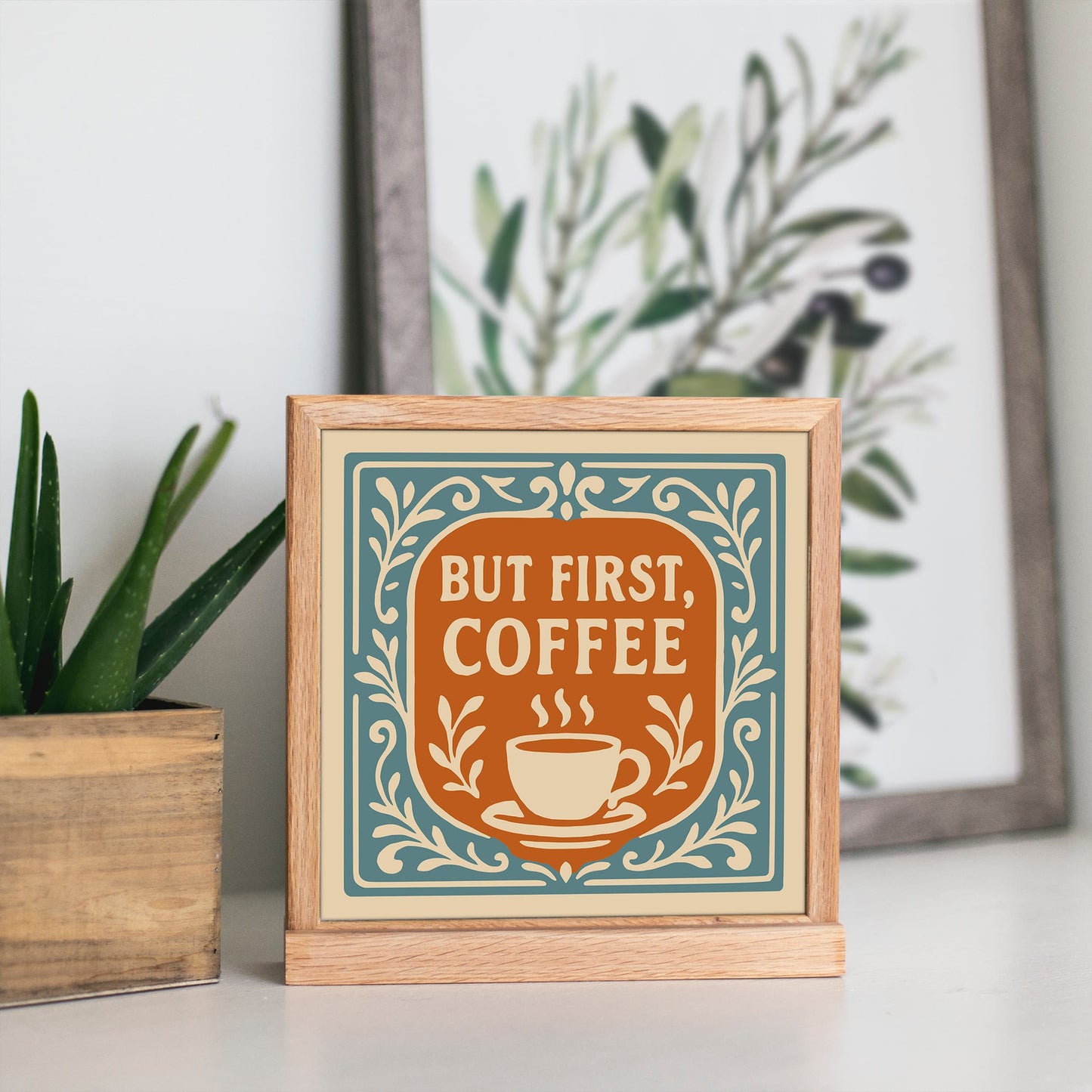 But First, Coffee Square Art Print - Kitchen Wall Decor
