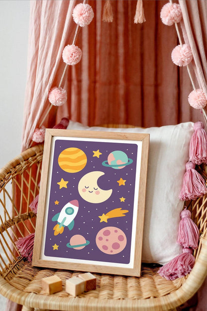 Purple Cosmos Print – Kids Room Decor