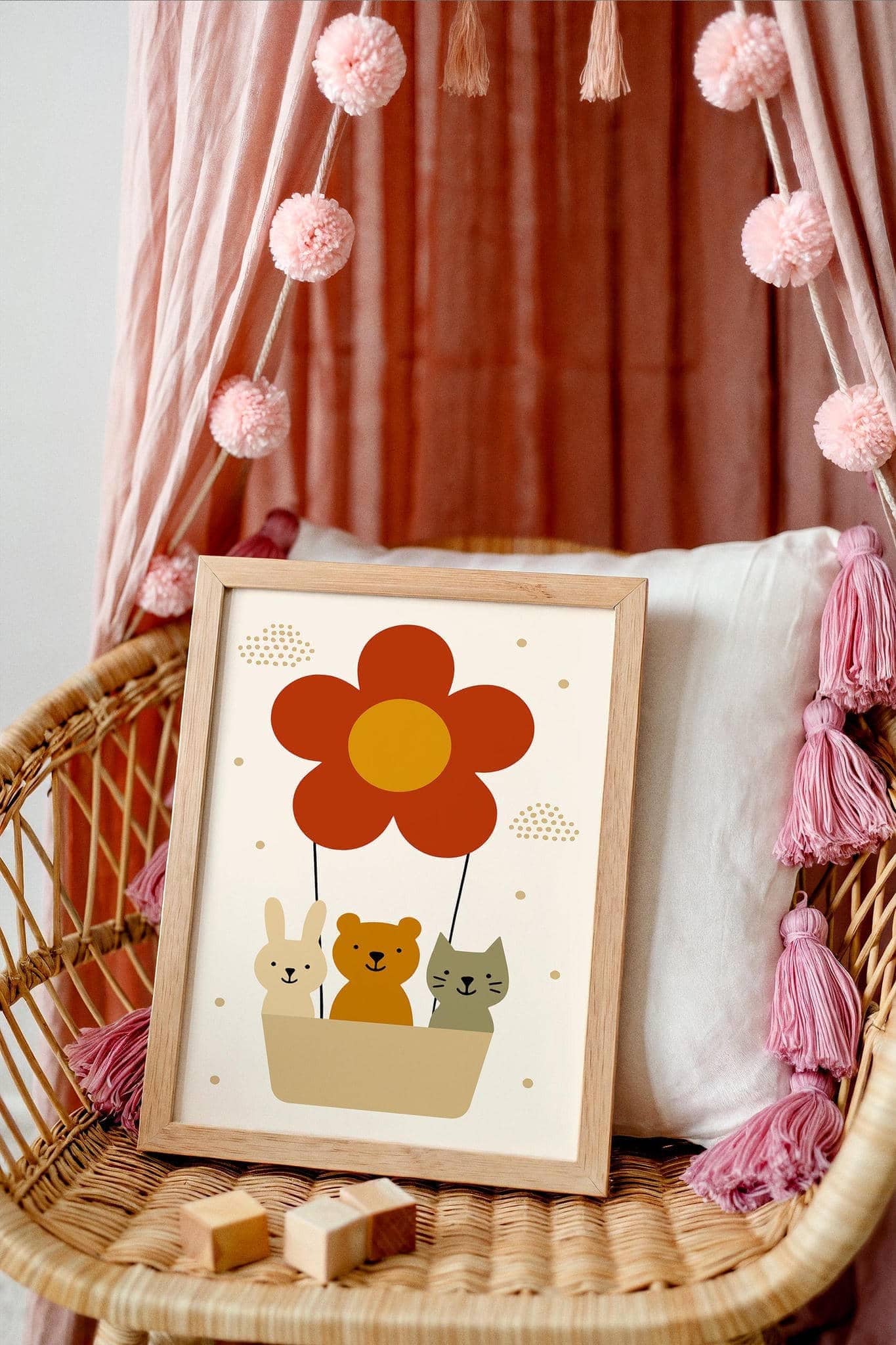 Cute Animals in Balloons – Kids Room Poster