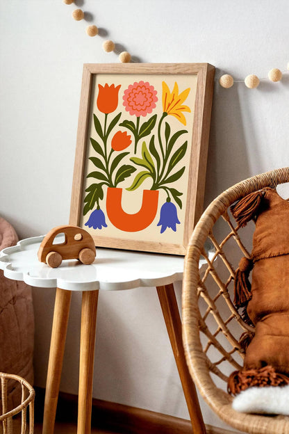 Colorful Abstract Flower Vase Wall Art