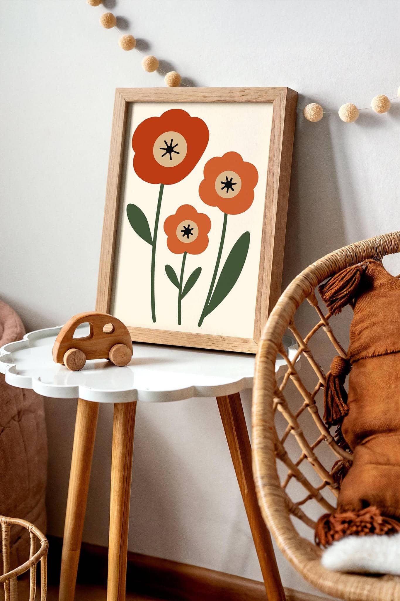 Poppy Flowers Poster – Minimalist Danish Style Wall Art