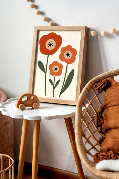 Poppy Flowers Poster – Minimalist Danish Style Wall Art