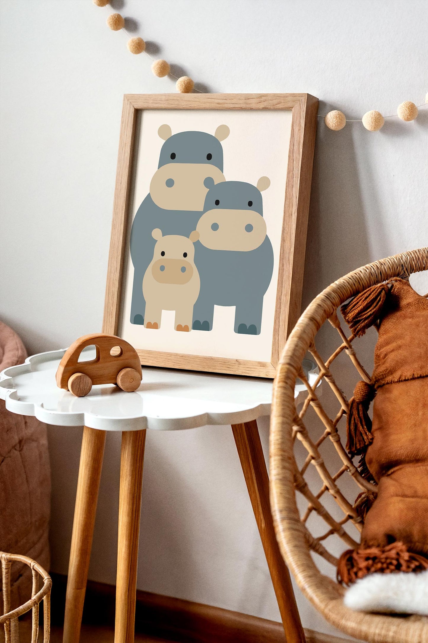 Hippo Family Wall Art – Scandinavian Animal Print