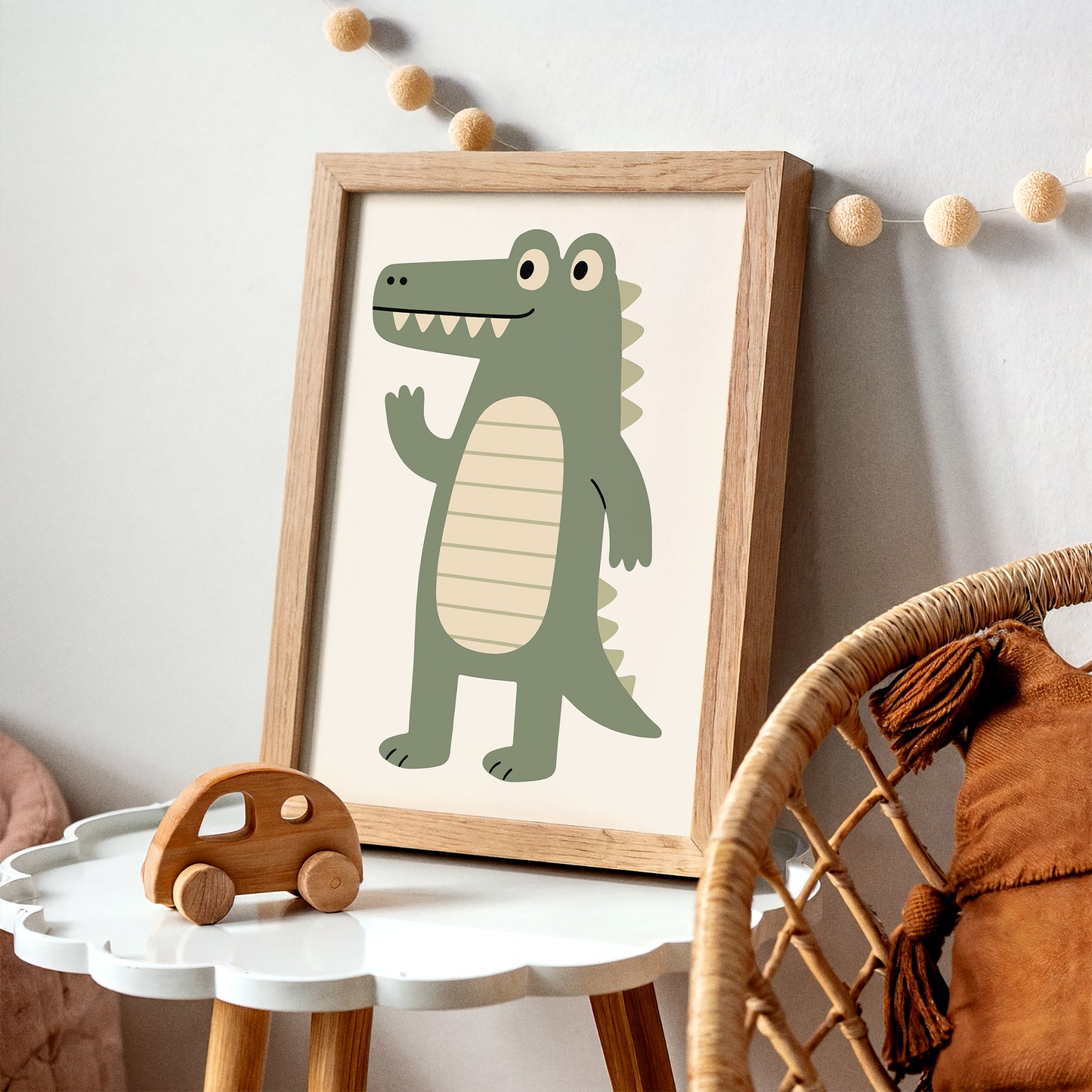 Cute Friendly Crocodil Art Print - Kids Room Wall Decor