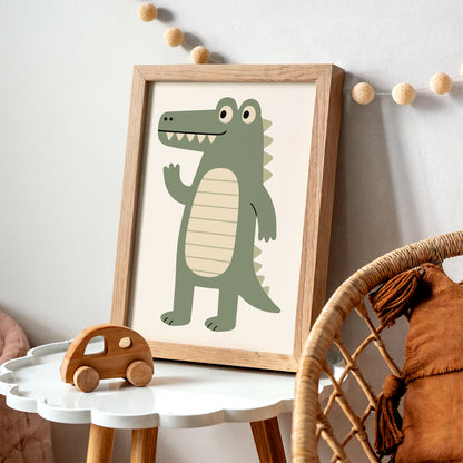 Cute Friendly Crocodil Art Print - Kids Room Wall Decor