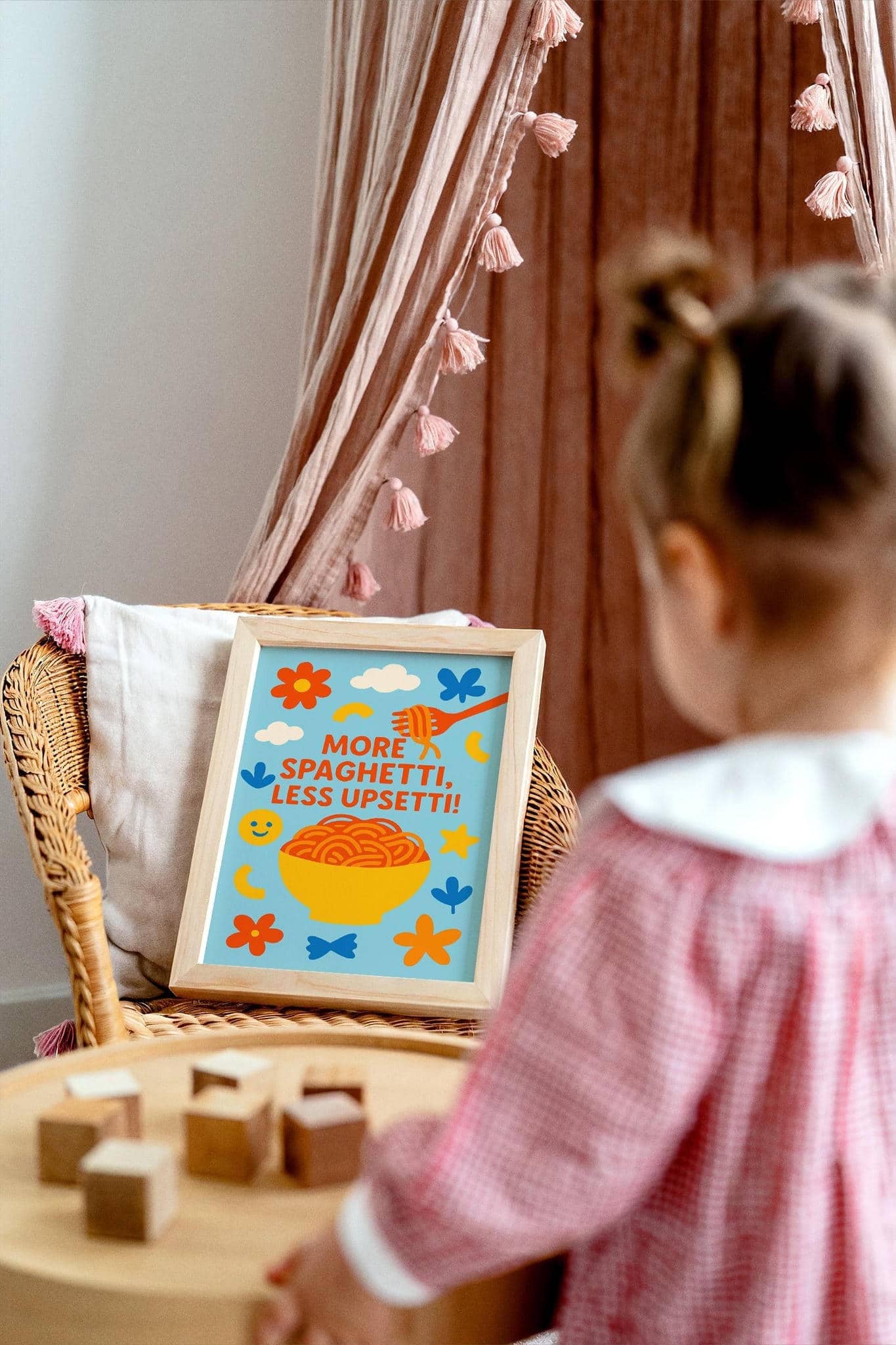 More Spaghetti Less Upsetti Poster – Kids Kitchen Wall Art
