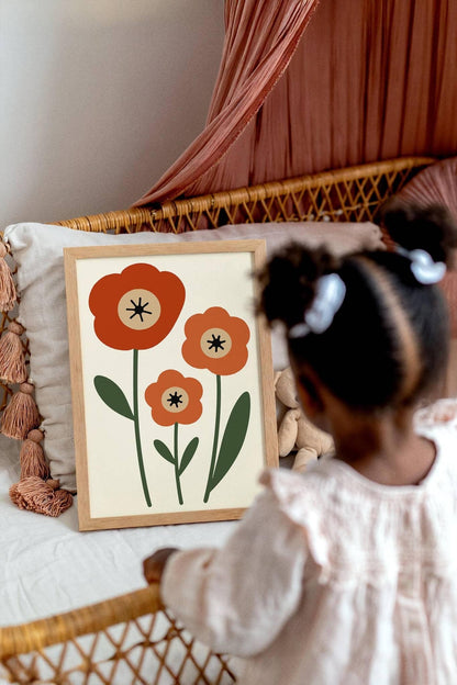 Poppy Flowers Poster – Minimalist Danish Style Wall Art