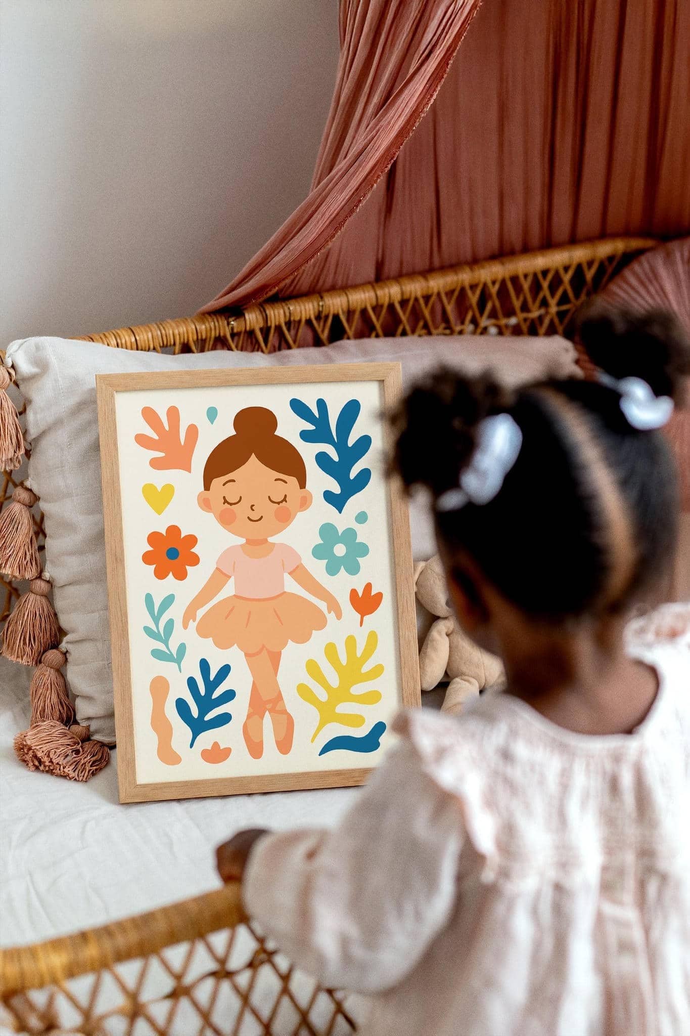 Floral Ballerina Poster – Dance Wall Art for Girls