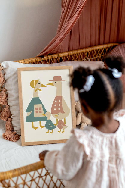 Duck Family Poster - Country Farmhouse Wall Art