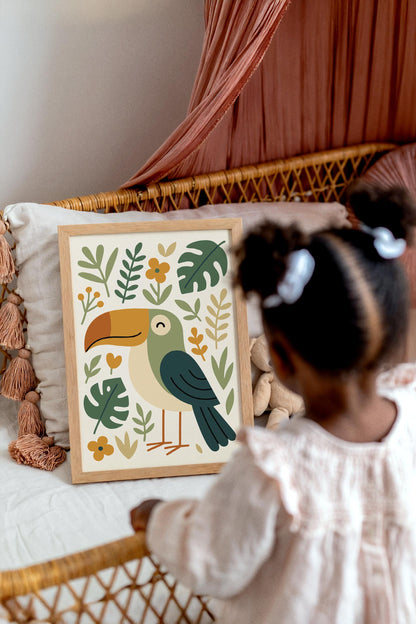 Cute Toucan Print - Jungle Kids Wall Art