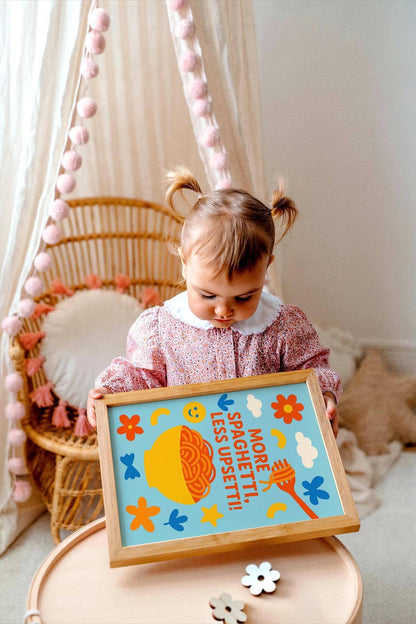 More Spaghetti Less Upsetti Poster – Kids Kitchen Wall Art