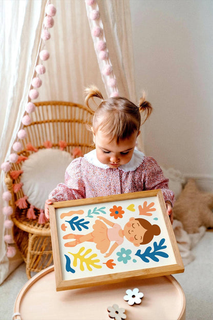 Floral Ballerina Poster – Dance Wall Art for Girls