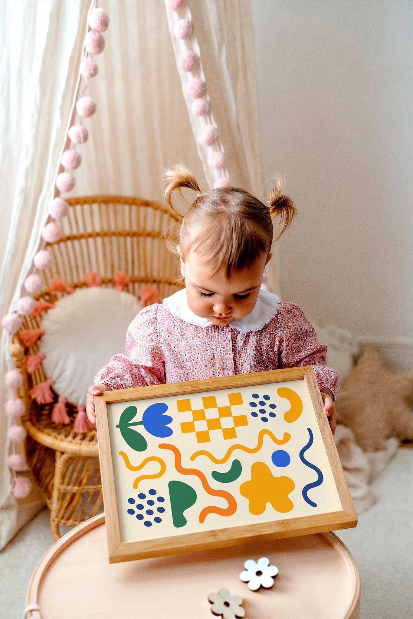 Mid Century Colorful Abstract Art Print for Kids Room