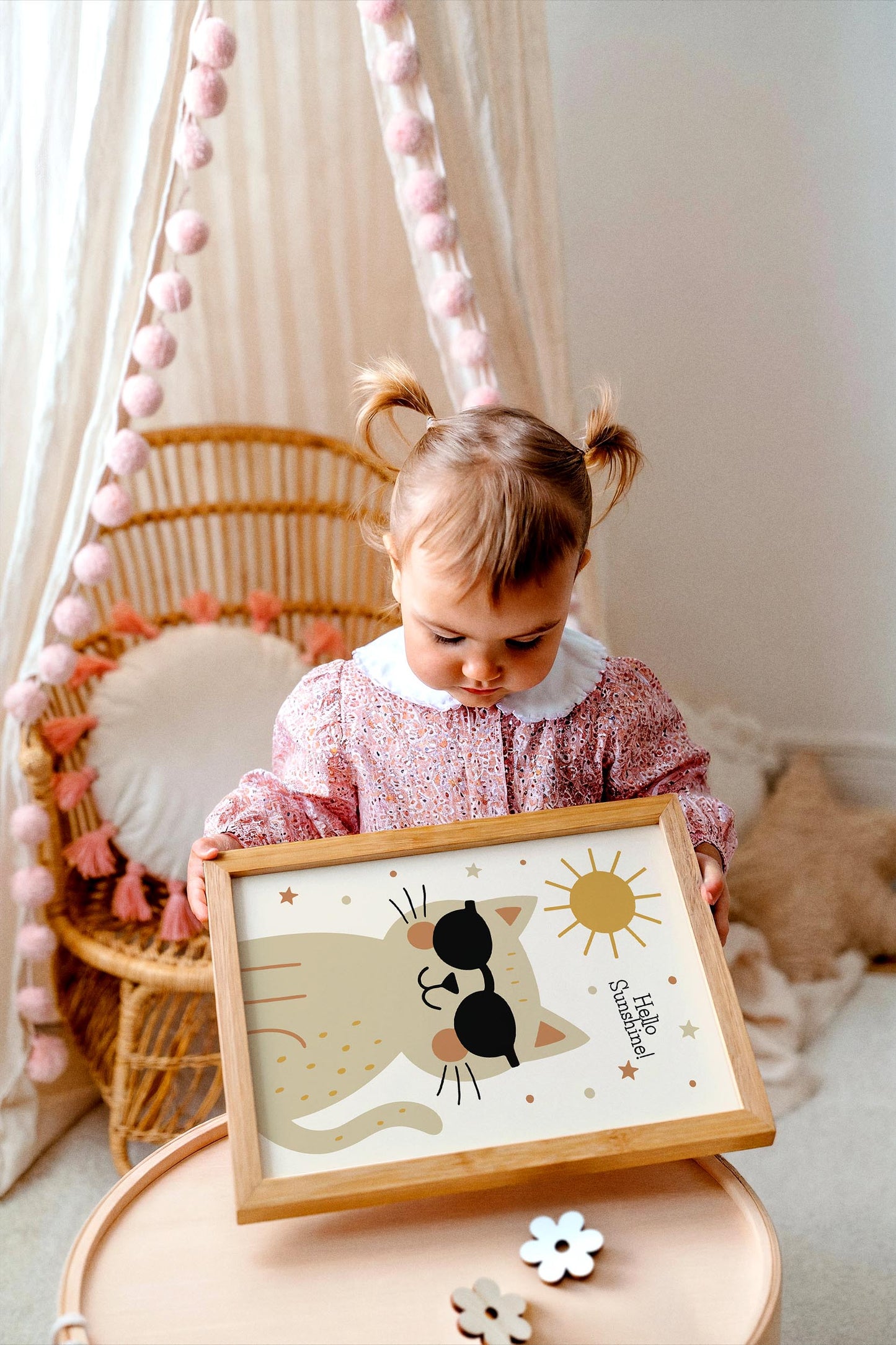 Cute Cat Sunshine Poster – Kids Room Wall Art