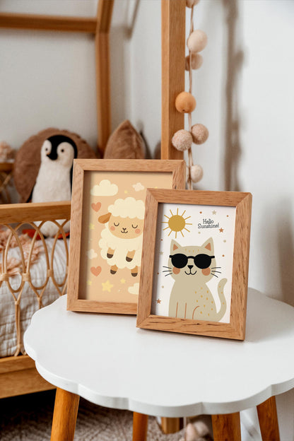 Cute Cat Sunshine Poster – Kids Room Wall Art