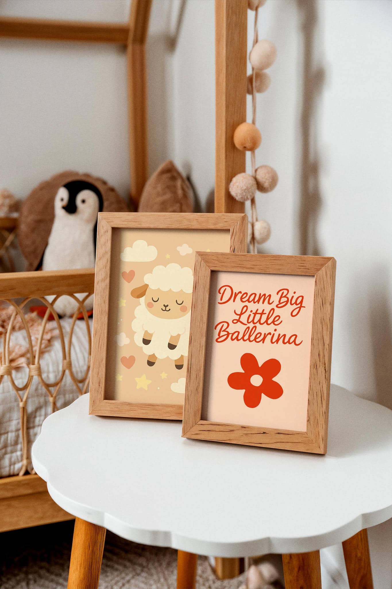 Dream Big Little Ballerina Quote – Red Flower Kids Room Poster