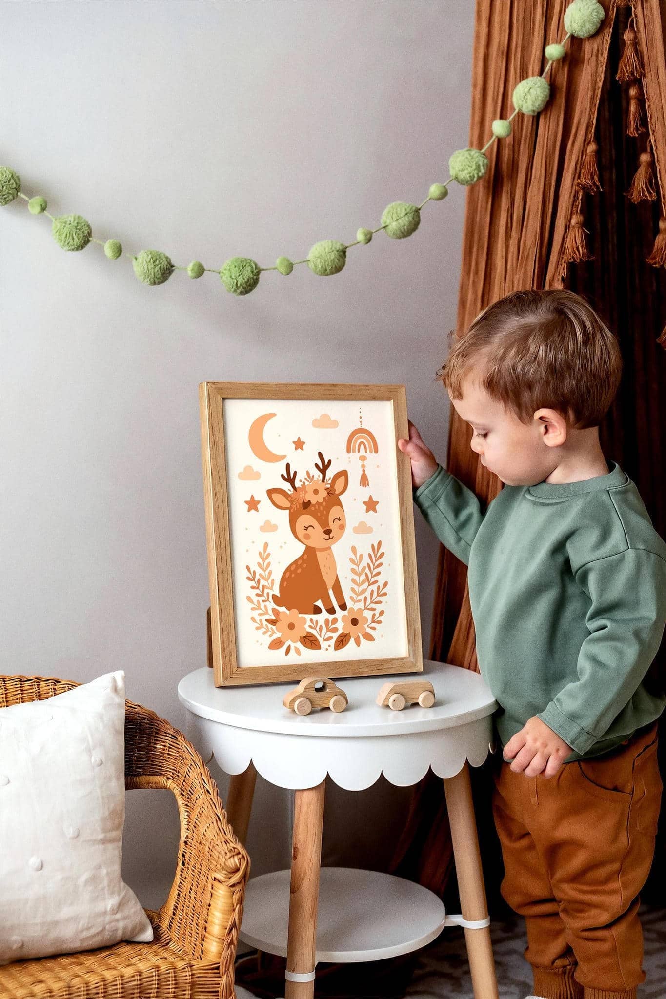Boho Deer Poster – Cute Nursery Wall Art
